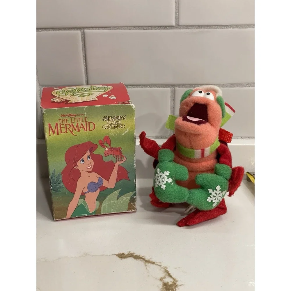 Vtg‎ Disney Little Mermaid Plush Sebastian Ornament Box 1989 McDonalds Holiday